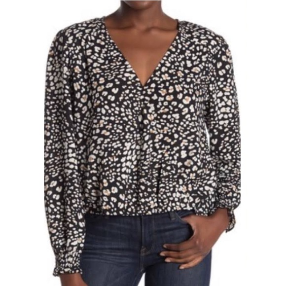 Sanctuary Tops - SOLD-Sanctuary Leopard Print Surplice Faux Wrap Blouse